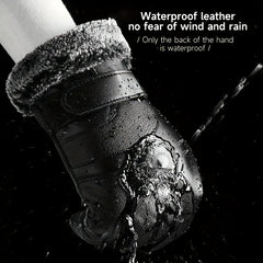 Men's Outdoor Coldproof Gloves PU Leather Thickened Warm Gloves