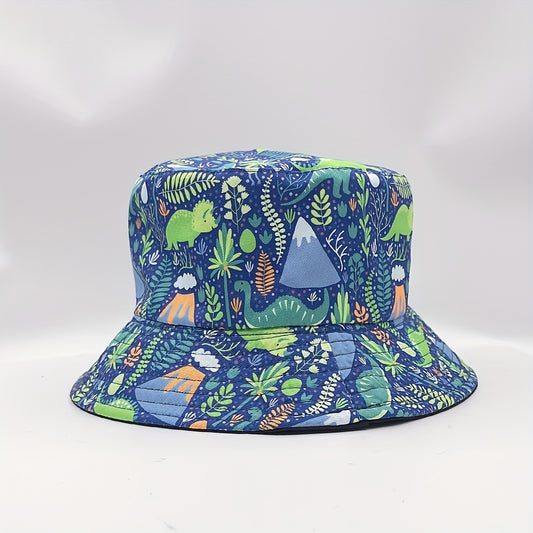 Dinosaur Print Bucket Hat Reversible Fisherman Cap