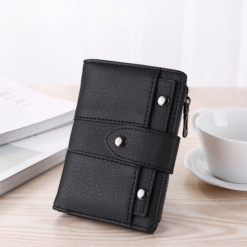 Retro Style Small Wallet Faux Leather Fold Wallet