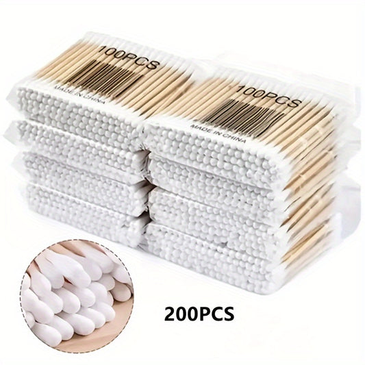 200 400pcs Cotton Swabs Ear Cleaning Disposable Makeup Double-headed Round Head