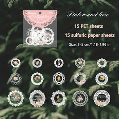 30pcs Lace Stickers Retro Stylistic Journal Diary Frame Collage Decoration