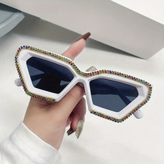 Y2K Cat Eye Sunglasses Rhinestone UV400 Sun Shades Beach Party Club