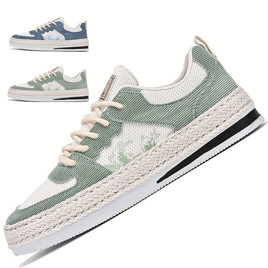 Men's Breathable Canvas Skate Shoes Low Top Lace Up Sneakers