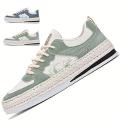 Men's Breathable Canvas Skate Shoes Low Top Lace Up Sneakers
