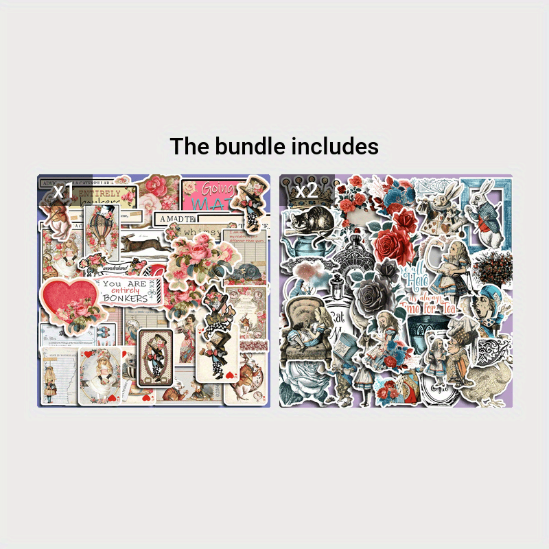 36pcs Wonderland Stickers Pack Waterproof Decals for Water Bottle Laptop Phone