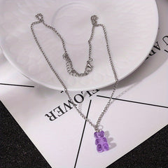 Candy Bear Chain Pendant Necklace For Women Girls Animal Jewelry
