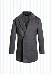 Men's Wool Blend Trench Coat Slim Fit Lapel Overcoat