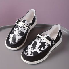Cow Pattern Sneakers Low Top Canvas Shoes for Women