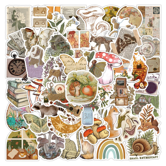 54PCS Vintage Stickers Cottagecore Decor Retro for Adults