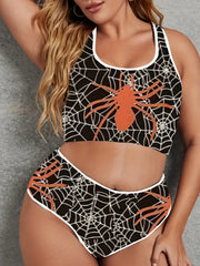  Spider Web Print Crop Tank Top