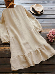 Casual Lantern Sleeve Midi Dress Women's Plus