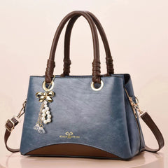 Pearl Bow Pendent Decor Shoulder Bag Large Capacity Handbag