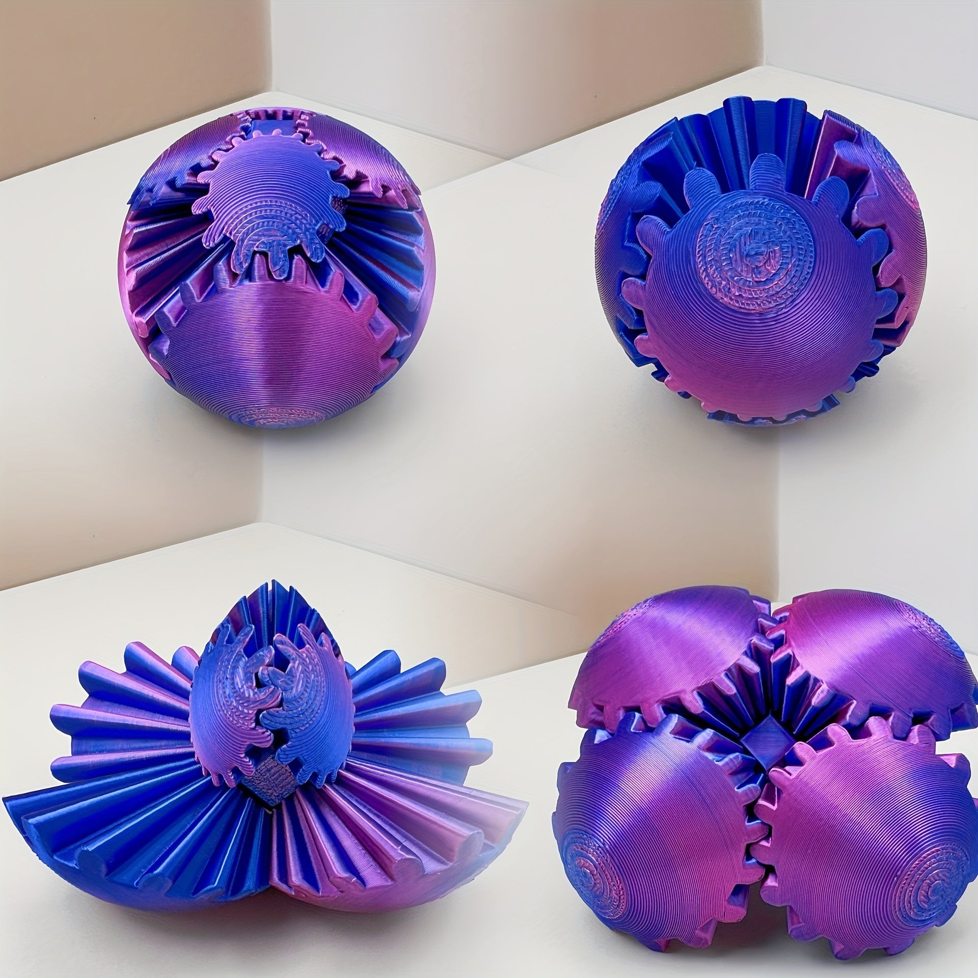 3 Pack 3D Printed Gradient Gear Balls for Desk Decor