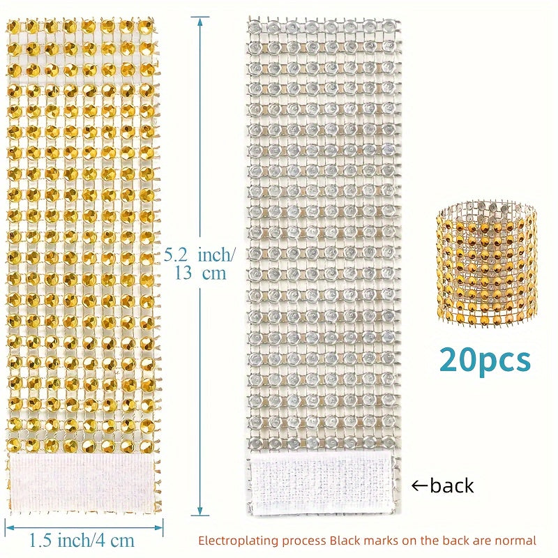 20pcs Rhinestone Napkin Rings Plastic Holder for Weddings Parties