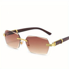 Men's Rimless Cut Edge Sunglasses With Box