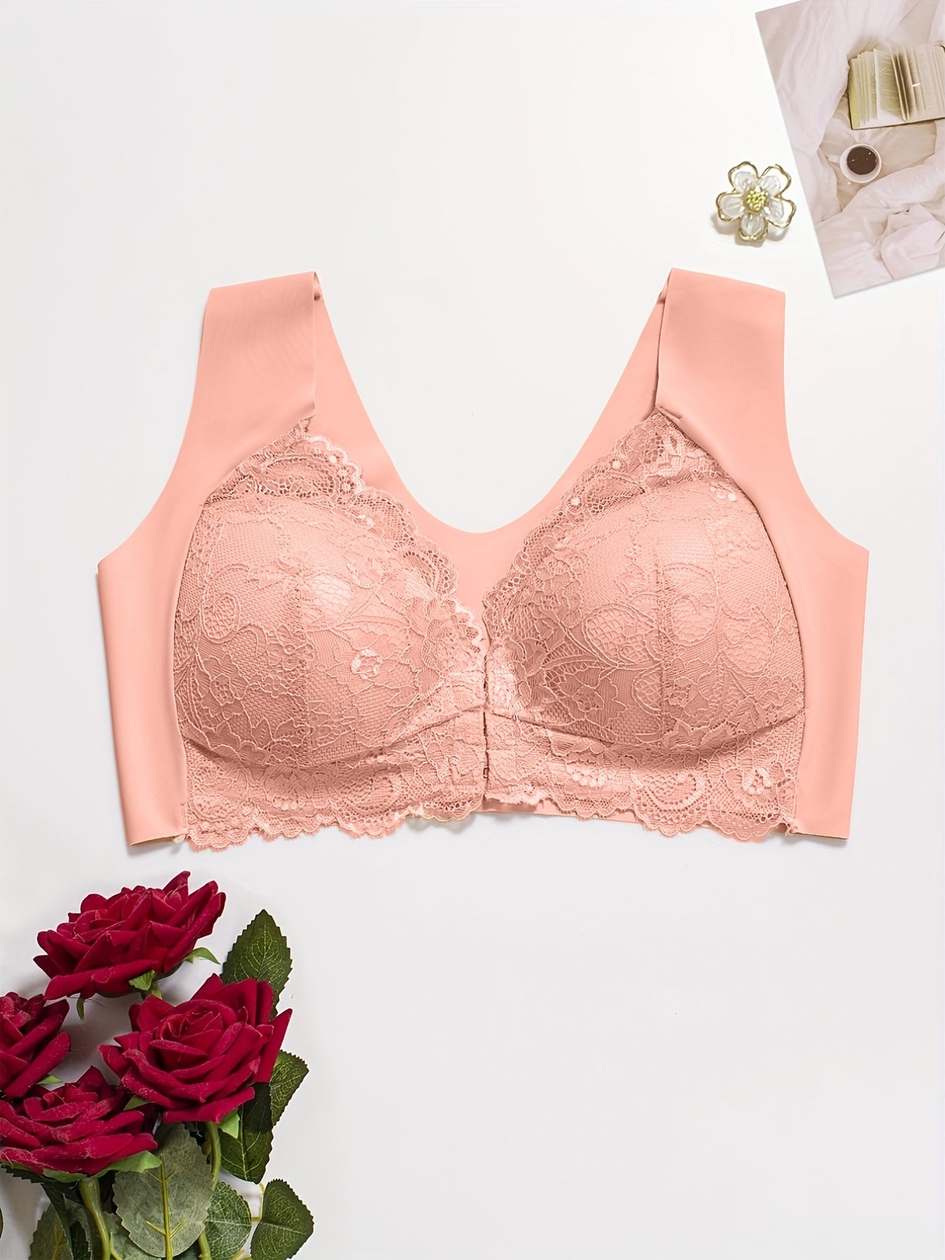  Bra Women's Plus Front Close Wide Strap Full Coverage