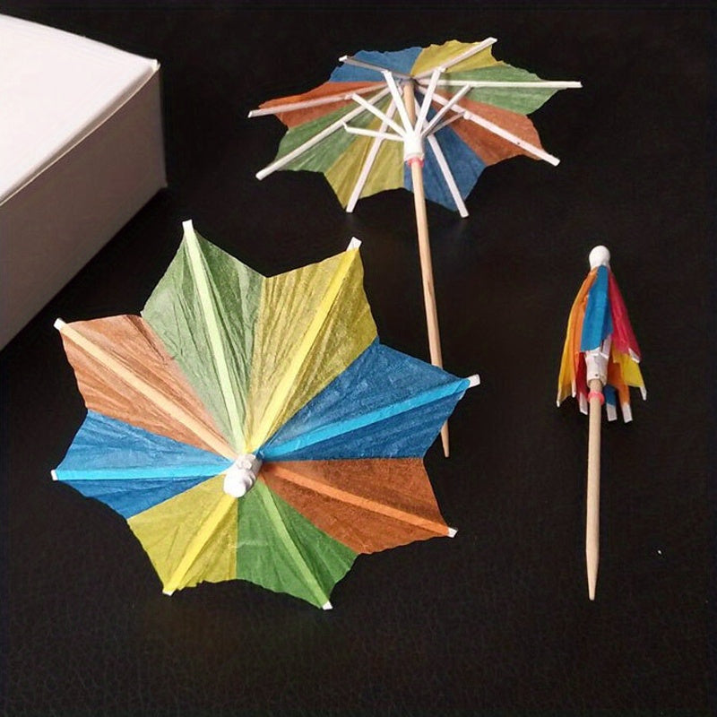 50 Coconut Tree Umbrella Picks for Pool Party Decorations and Summer Supplies