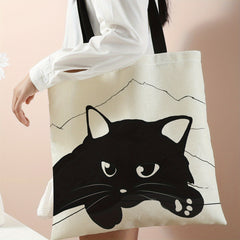 Cartoon Print Tote Bag Canvas Shoulder Handbag