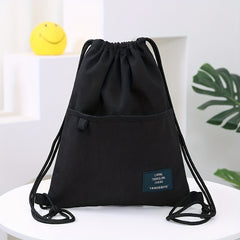 Canvas Drawstring Large Capacity Backpack Lightweight Shoulder Bag