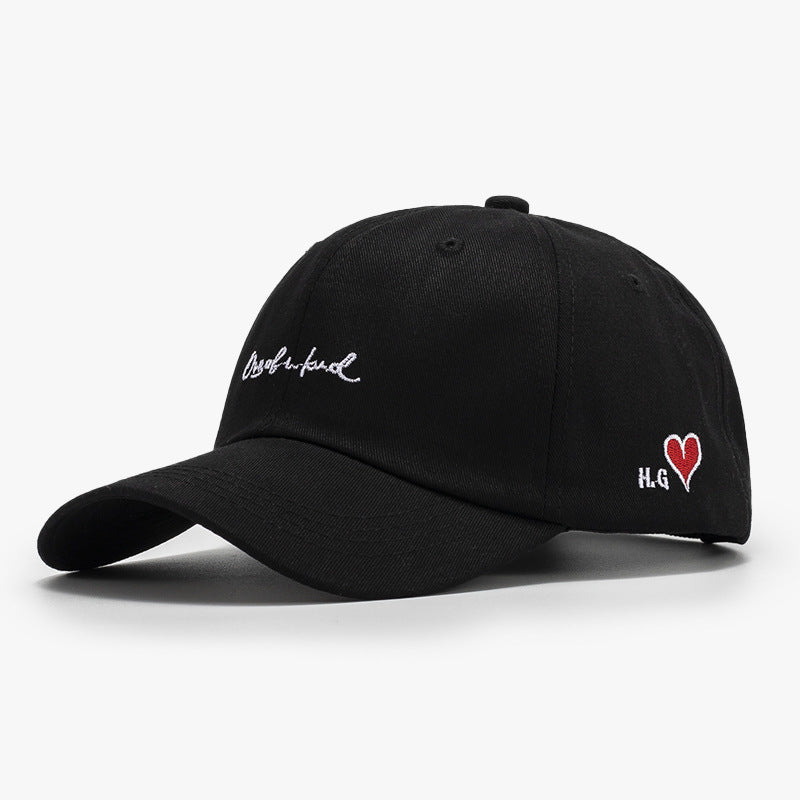 Peach Heart Embroidery Baseball Cap Solid Adjustable Women Sun Hats
