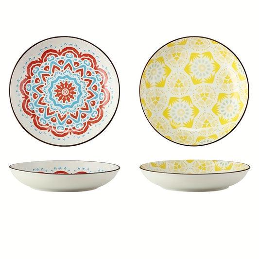 4 Pcs Ceramic Plate 20 32 Cm Floral Pattern Porcelain Dinner Plate