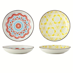 4 Pcs Ceramic Plate 20 32 Cm Floral Pattern Porcelain Dinner Plate