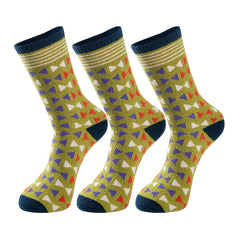 3 Pairs Geometric Pattern Socks Women's Mid Tube Stockings