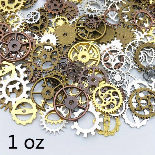 1 Oz Random Mix Metal Cogs Gears Charms For DIY Jewelry
