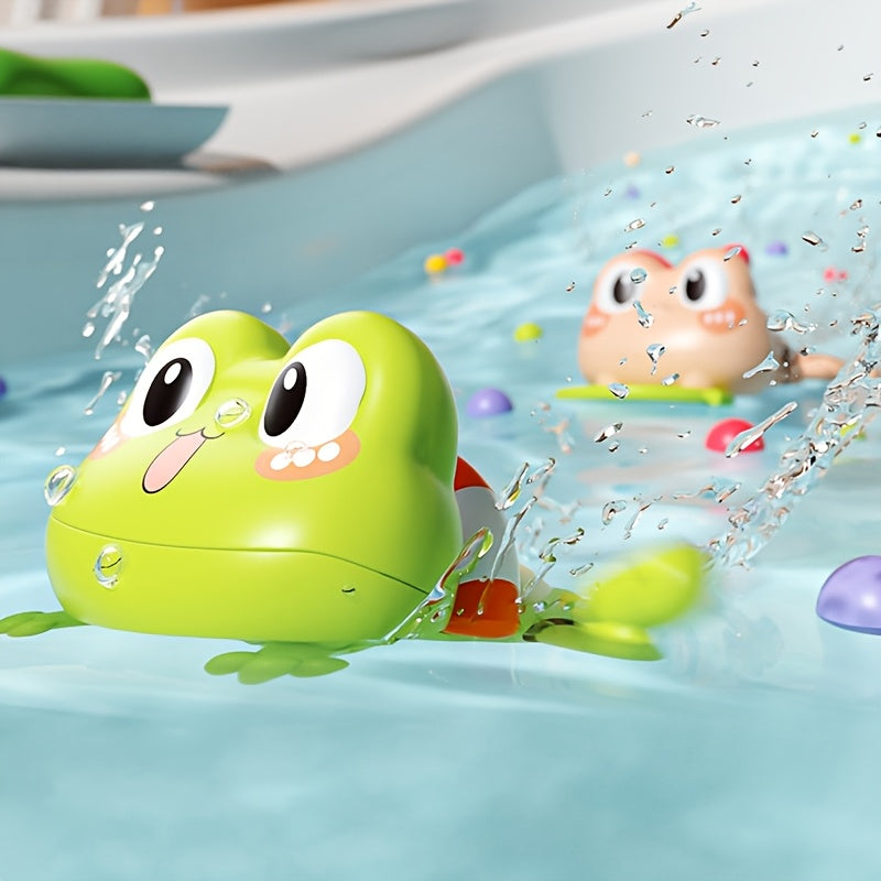 7pcs Frog Bath Toy Set with Water Gun & Massage Brush