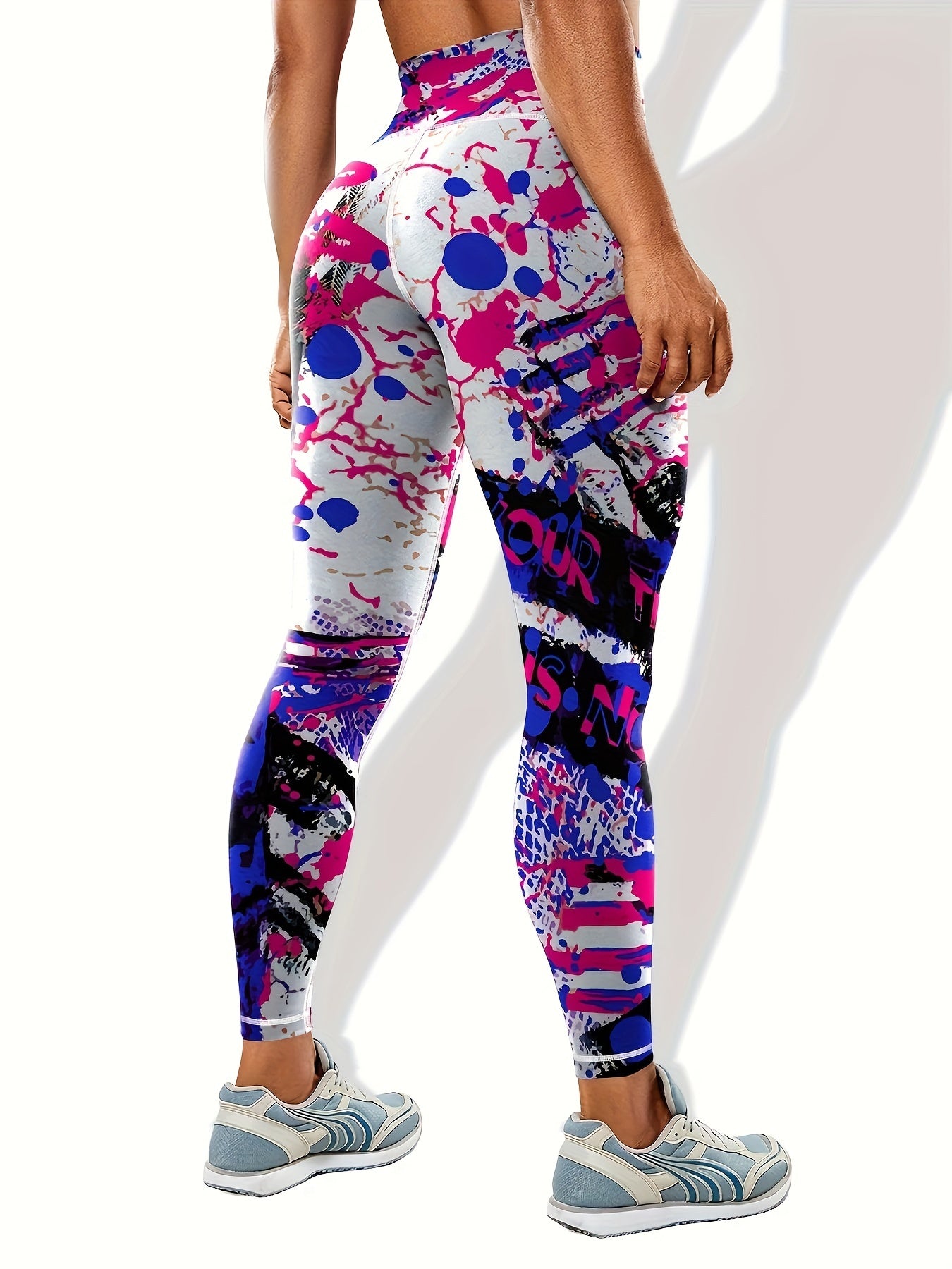 Graffiti Print Slim Fit Yoga Leggings High Stretch