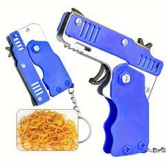 Rubber Band Launcher Toy Set Six Shot Keychain