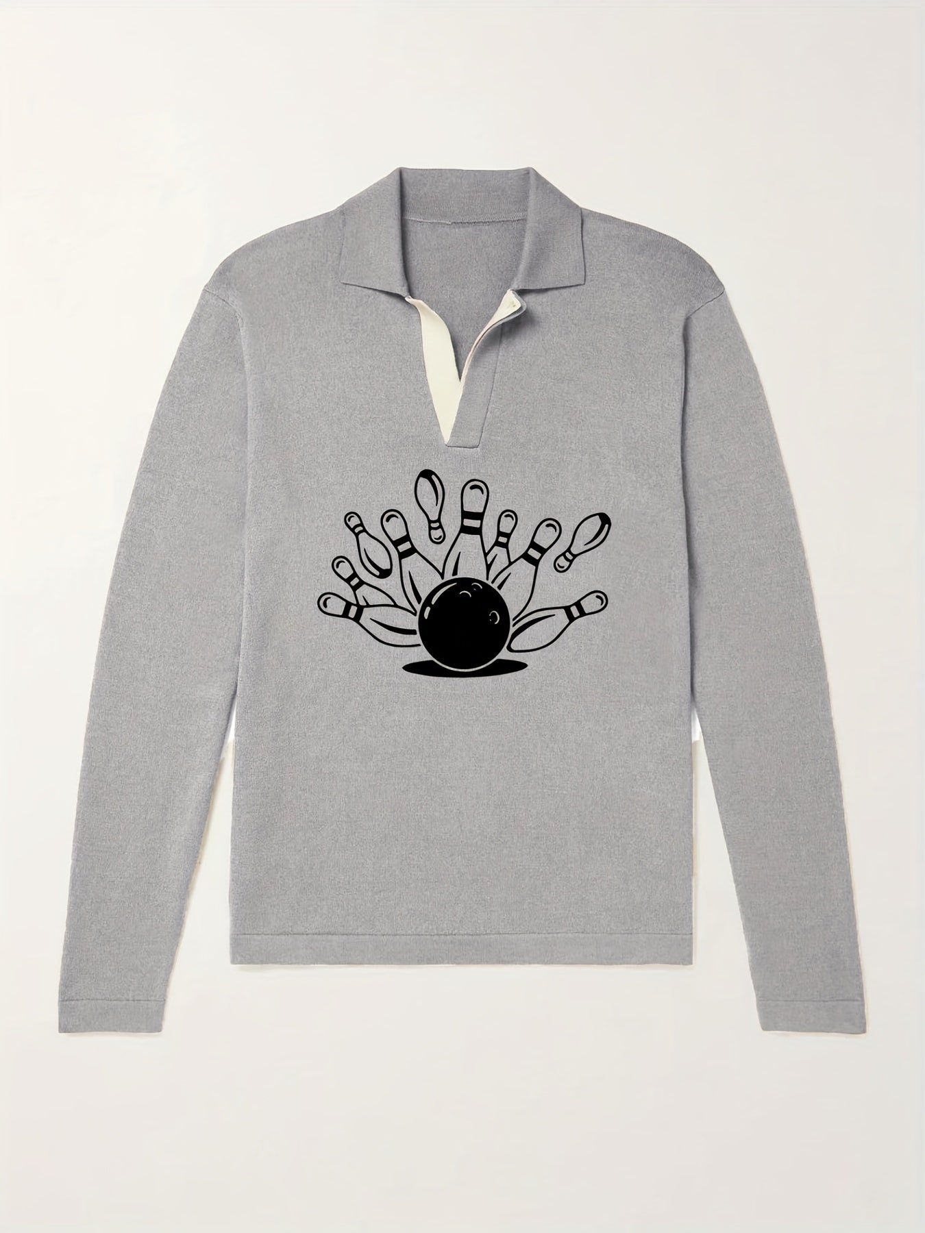 Men's Bowling Ball Pattern Knit Polo Shirt