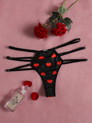  Sexy Brief Women's Plus Heart Print Cut Out Low Waisted Seamless Bikin