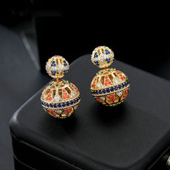 Colorful Zircon Ball Drop Dangle Earrings Female Accessories 1Pair