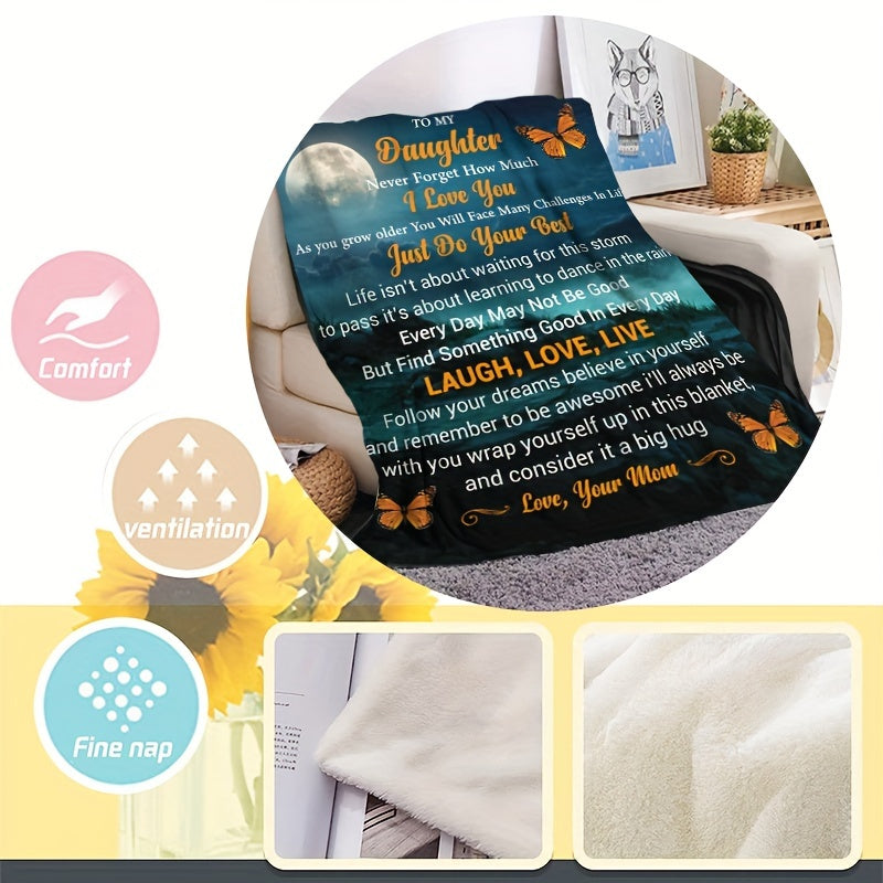 Butterfly Printed Gift Blanket From Mom To Daughter