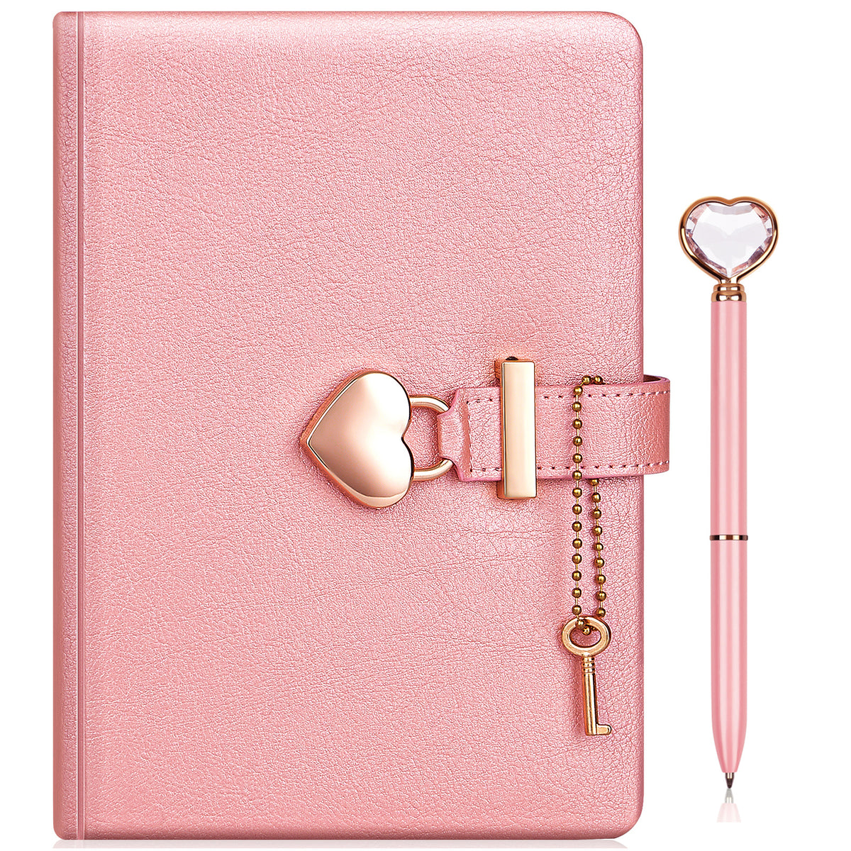 Heart Lock Journal & Pink Drill Pen Set