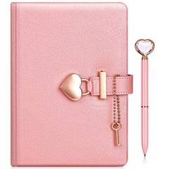 Heart Lock Journal & Pink Drill Pen Set