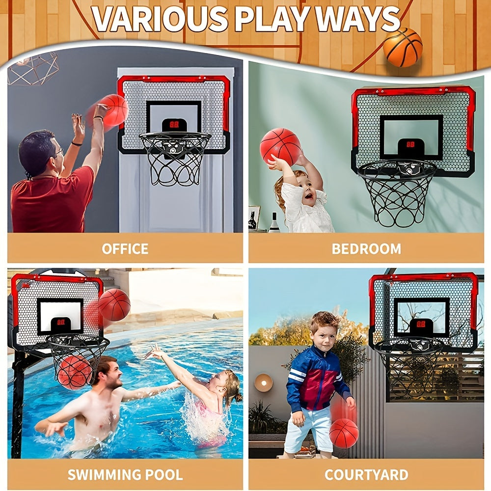 Kids Indoor Basketball Hoop Mini Hoop w/ Electronic Scoreboard & 2 Balls