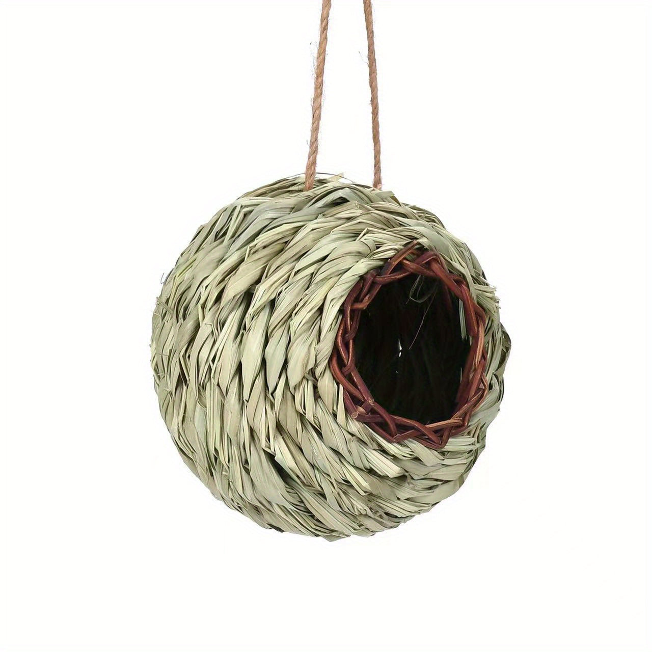 Hand Woven Natural Grass Hanging Bird House for Hummingbirds