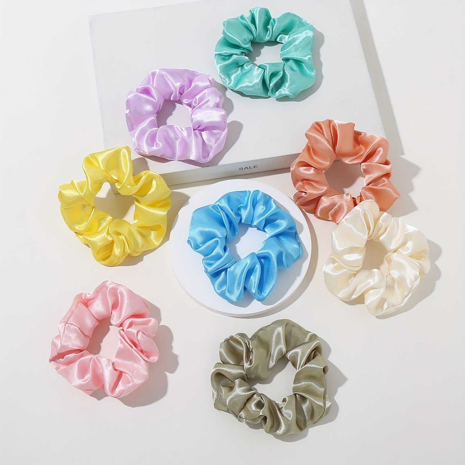 16pcs Minimalist Solid Silk Hair Tie Ponytail Maker Gift