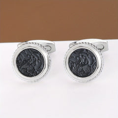 Round Cufflinks Business Classic Retro Cufflinks Suit Decoration