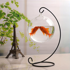 Glass Hanging Fish Bowl with Stand, Transparent Vase Fish Tank