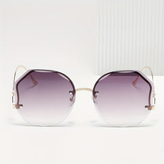 Ombre Rimless Sunglasses Round Gradient UV400 Sun Shades