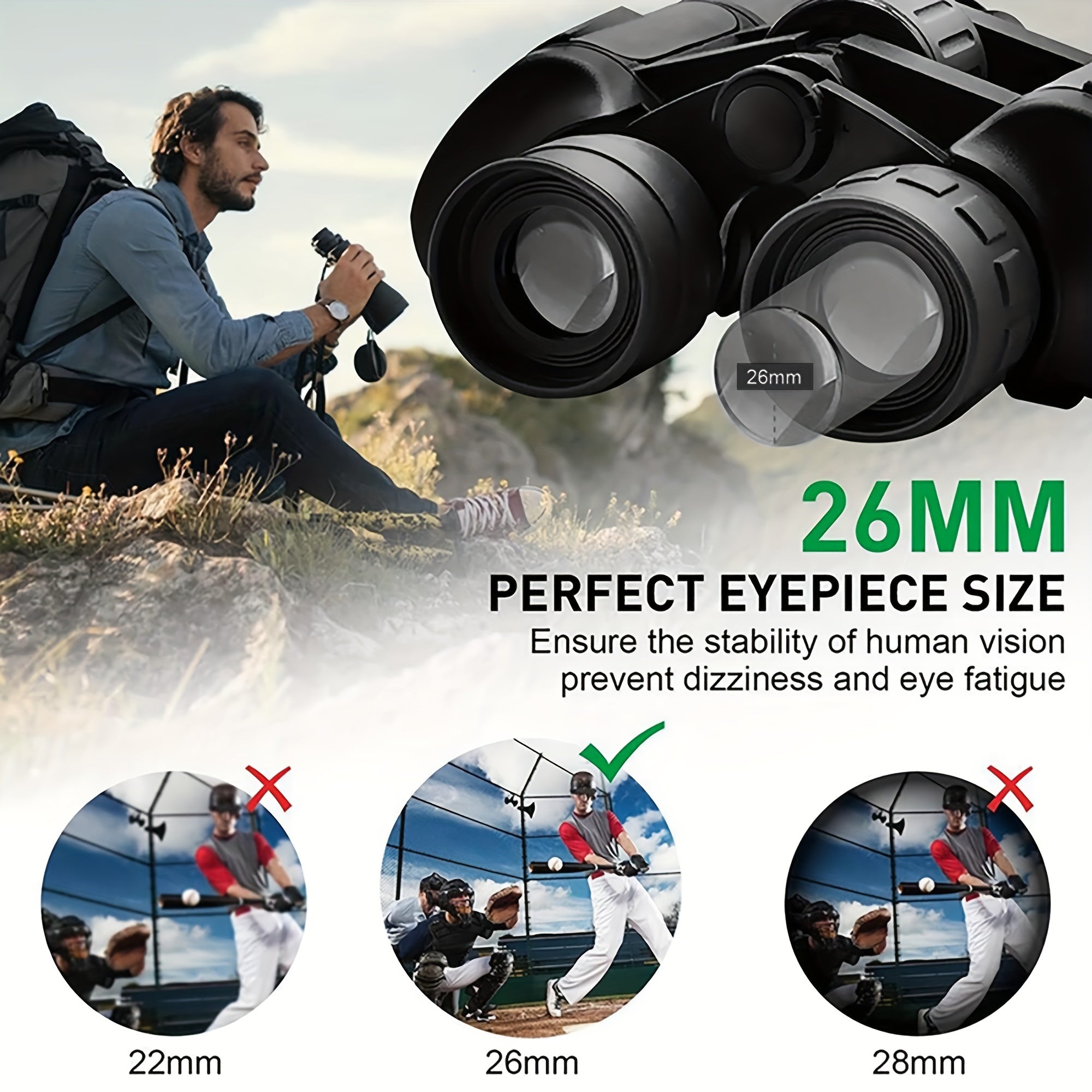 Professional 20x50 Binoculars for Outdoor Soccer Concerts and Bird Watching