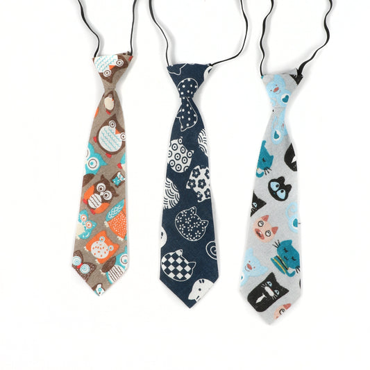 Kids College Style Cartoon Animals Tie - Boys & Girls Students