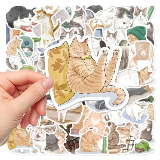 53pcs Cute Orange Cat Stickers for Laptops & Phones