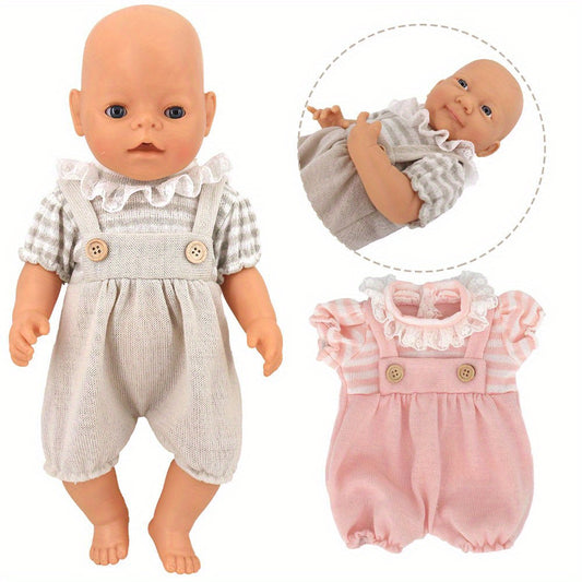 Adorable Gray & Pink Jumpsuit for Reborn Dolls