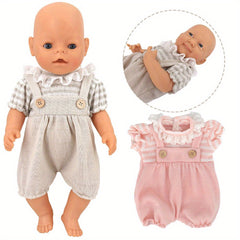 Adorable Gray & Pink Jumpsuit for Reborn Dolls