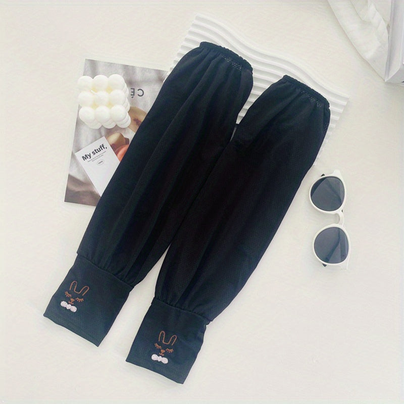 Bunny Embroidery Sleeves for Women Outdoor UV Protection