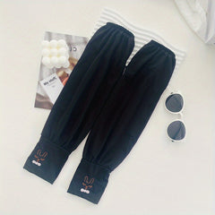 Bunny Embroidery Sleeves for Women Outdoor UV Protection